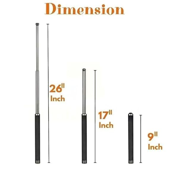 CLYVANE Stainless Steel Self-Defense Foldable Pointer & Safety Hiking Stick, Extendable Safety Wand with Non-Slip Grip & Nylon Pouc